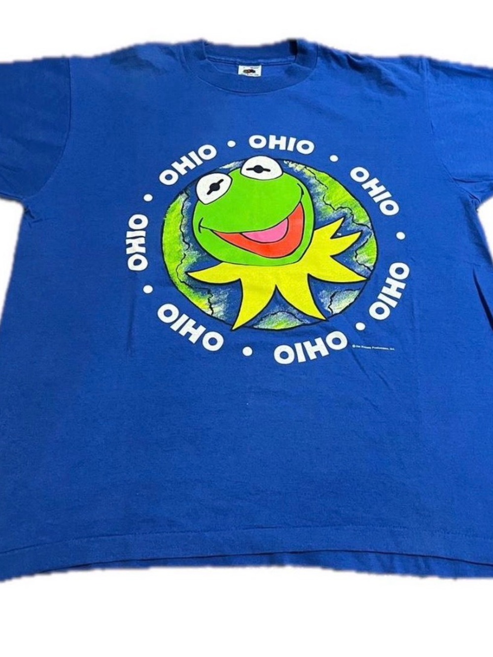 Vintage 90s Kermit The Frog Ohio Earth Blue Shirt Size L